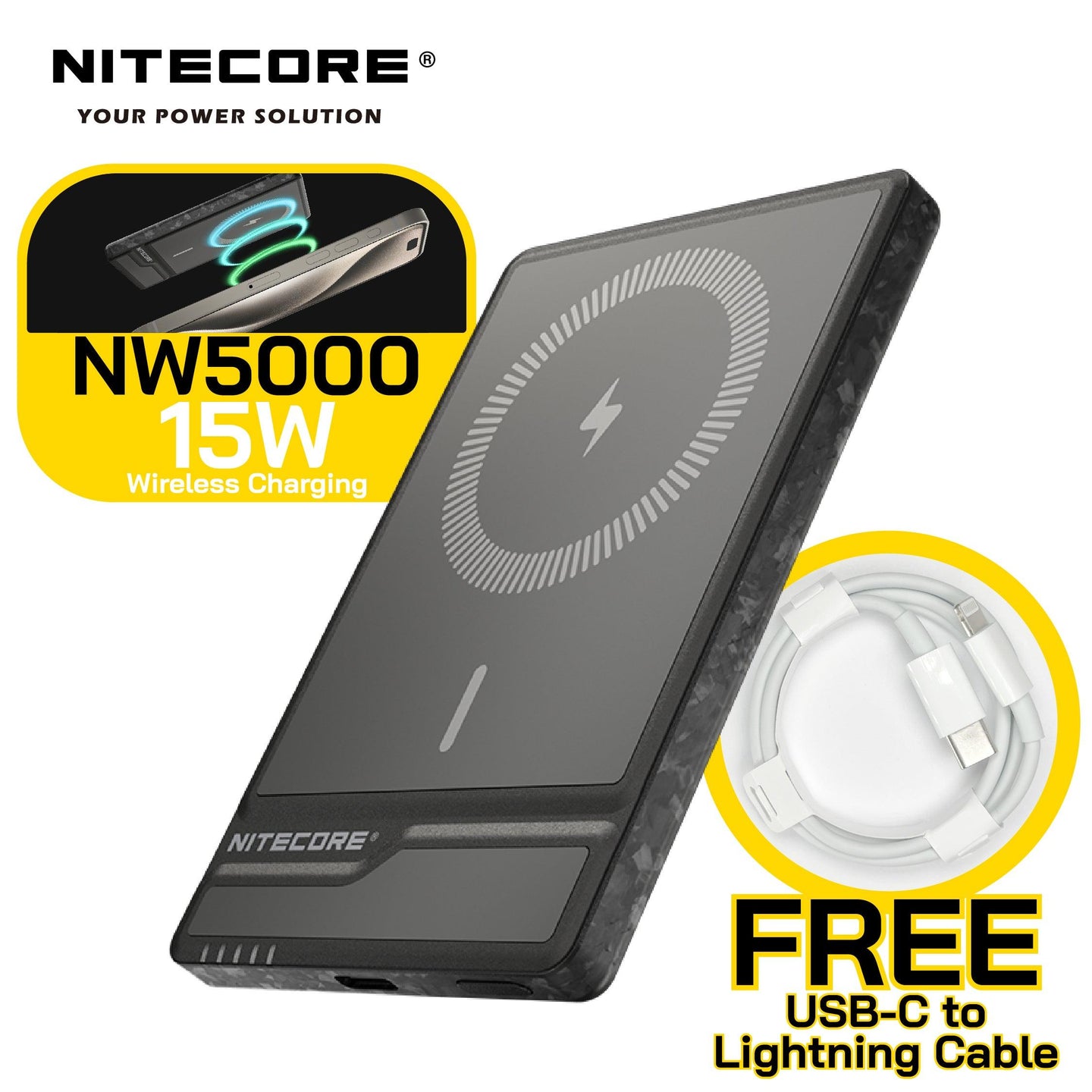 NW5000 碳纖磁吸無線外置充電器 - Artboard HK