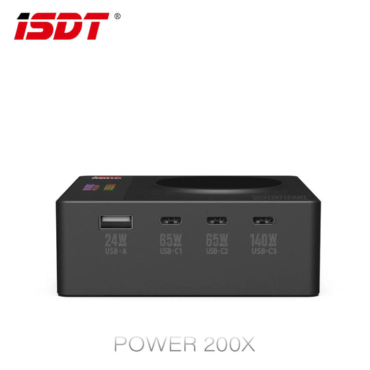 ISDT-Power200X 200W 智能快速充電器/4+1獨立快充/PD3.1 QC3.1/TypeC x 3 + USB-A x 1 +無線充電/LED彩mon顯示/手機app即時監察 - Artboard HK