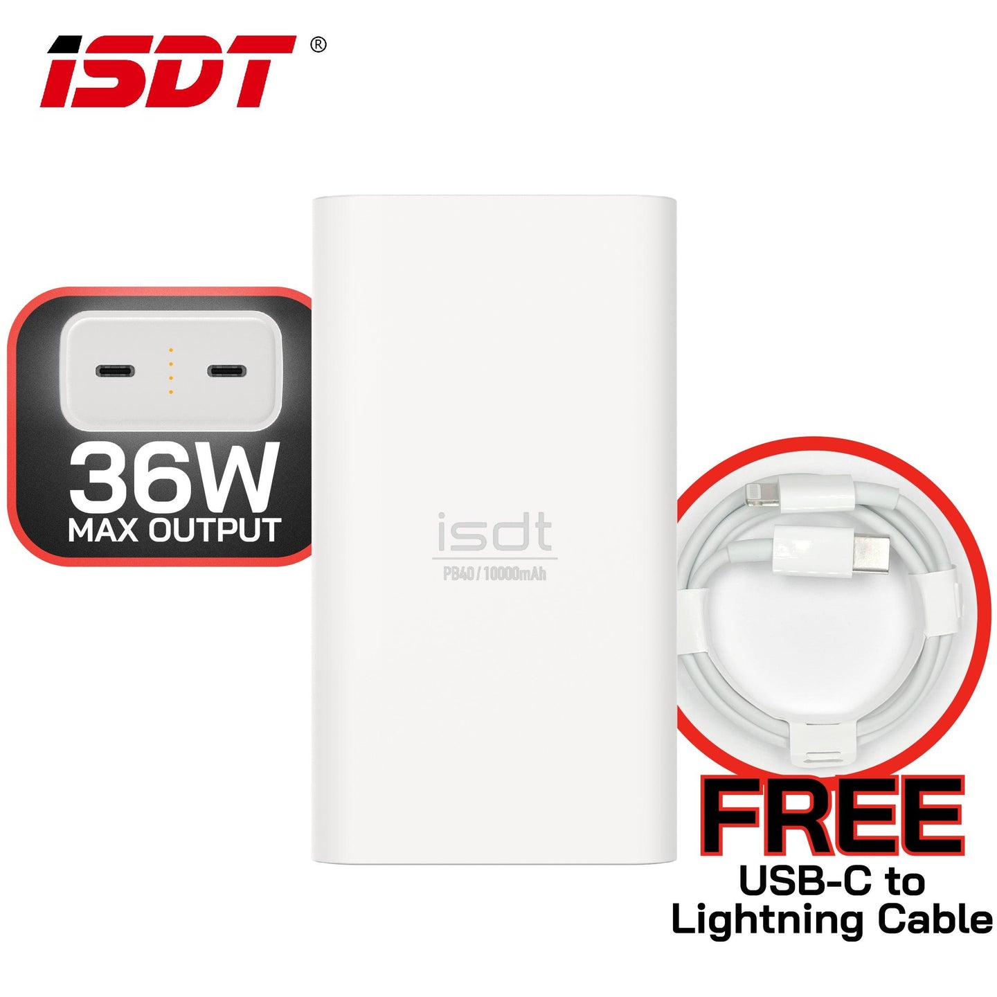 ISDT PB40 10000mAh 雙線平行快充移動電源 | 36W Max |雙線平行閃充| APP連接 - Artboard HK