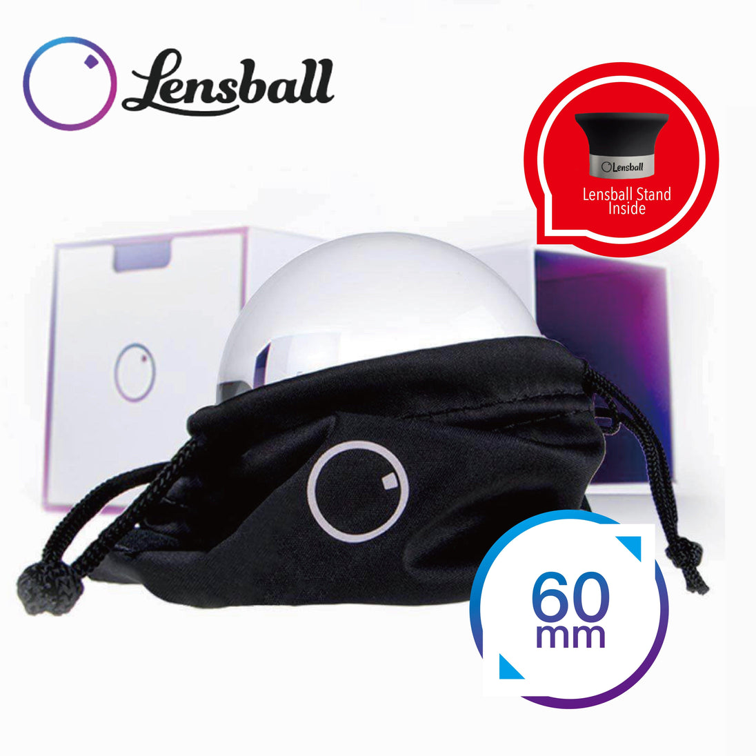 60mm Lensball Pocket 高透度攝影水晶球連托架套裝 - Artboard HK